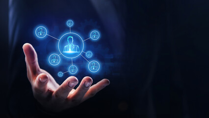 Social Media Communication Network Internet Business Technology Concept. Recruiting or building team for business project