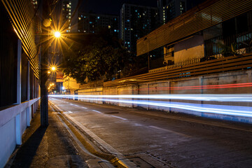 vehicle trail with long exposure at night