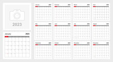 Wall Calendar Template For 2023 Year. Holiday And Event Planner, Week Starts On Sunday.
