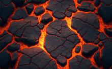Cracked Ground With Hot Glowing Lava Veins Illustration Perfect For Video Game Design. Cracked Lava Ground Texture. Game Asset. Generative AI