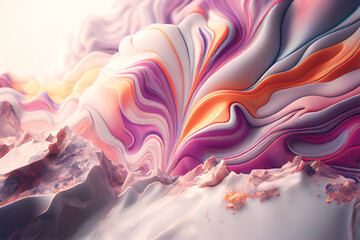Fototapete - Marble texture with wavy lines in pastel shades. Elegant background. Gen Art	