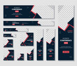 © Graphaxil - Creative website banner template Set with different sizes, web banner design set for business conference. Social Media Cover, ads banner, button, flyer, website header design.