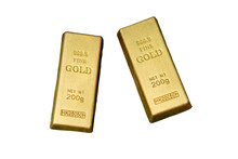 Two Gold Bars, Isolated On A White Background