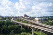Akron, Ohio/USA - September 8th 2021: The All American bridge leading into Akron. Its a sunny day in sumer.