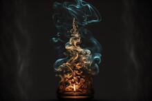  A Candle With Smoke Rising Out Of It On A Black Background With A Black Background And A Black Background With A Black Background And A White Background With A Red And Blue Smoke Pattern And.