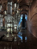 Fototapeta Kuchnia - Theodosius cistern. Ancient underground reservoir in beautiful lighting. Istanbul, Turkey.