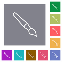 Poster - Single brush outline square flat icons