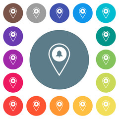 Poster - GPS location alarm flat white icons on round color backgrounds