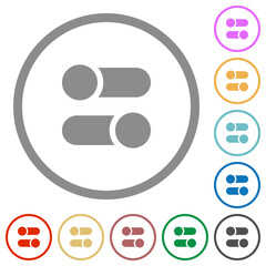 Poster - Horizontal toggle switches solid flat icons with outlines