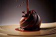Illustration of chocolate sweet bonbon in melted chocolate