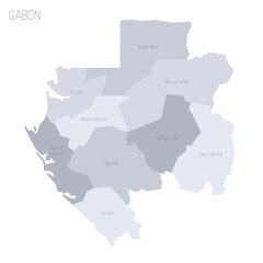 Naklejka na meble Gabon political map of administrative divisions - provinces. Grey vector map with labels.