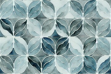 natural organic tile design with a diamond-shaped geometric pattern drawn by hand in watercolor. gen