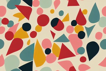 Wall Mural - Cute and modern hand-drawn pattern collection. Movement and color in abstract form. The latest in design trends. Current cartoon aesthetic. Generative AI