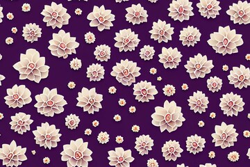 Wall Mural - Embroidered pattern of seamless flower petals in a contour floral design. Generative AI