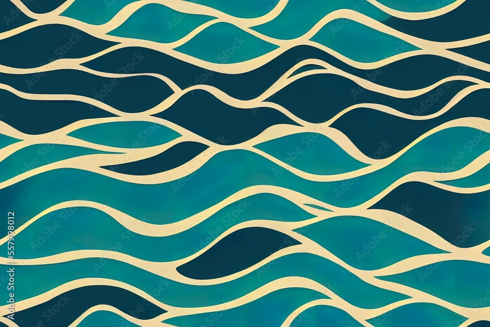Turquoise wave pattern that repeats endlessly. layout for water-themed ...