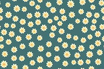 Wall Mural - Seamless design with yellow dandelion blooms on a white base. Generative AI
