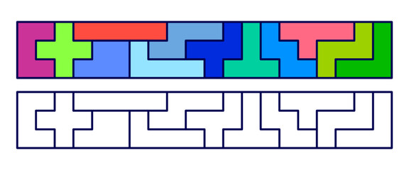 Wall Mural - Pentomino long outline puzzle