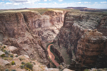 gorge overlook with little colorado river in navajo tribal park