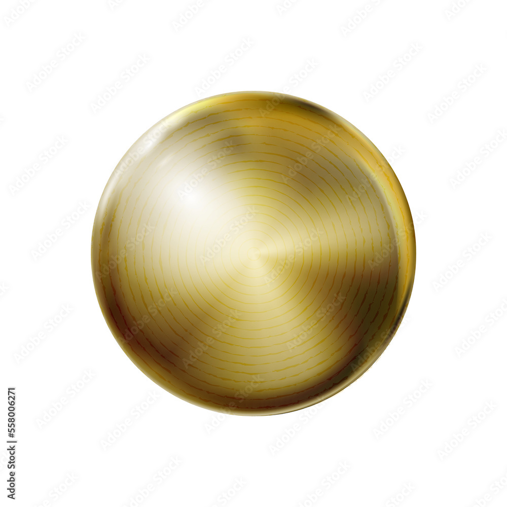 Realistic gold construction rivet, metal head isolated. Golden head in ...