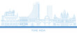 Outline Skyline panorama of city of Pune, India - vector illustration