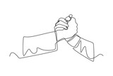 Fototapeta Big Ben - Continuous one line drawing two clasped hands. Team work concept. Single line draw design vector graphic illustration.