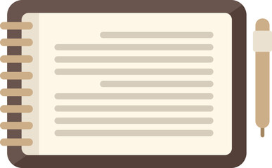 Poster - Notepad icon flat vector. Write paper. Pen text isolated