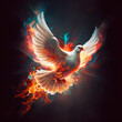 bird in fire, Holy Spirit, generative ai
