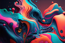 Colorful Paint Swirls Floating In Water, Lava Lamp, Abstract Background, Generative Ai