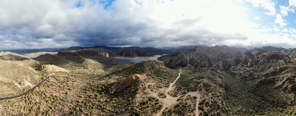 The famous Apache Trail in the Tonto National Forest, and a little of Canyon Lake, just outside Apache Junction, Arizona. 