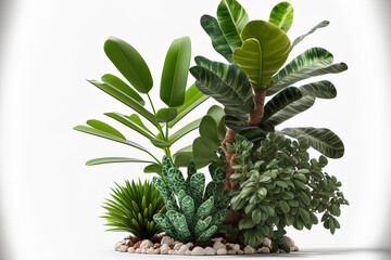 Wall Mural - Zanzibar gem, Zuzu plant, ZZ plant, and zamioculcas. alone against a white backdrop. an angle of. Generative AI