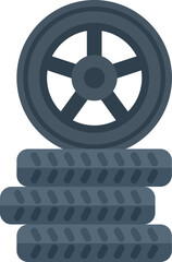 Sticker - Car wheels icon flat vector. Auto tire. Sport race isolated