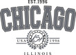 Vector Print Art Of Chicago Usa Illinois Est. 1996 Retro Stamp Old School Style, Classic design, ideal for clothes