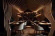 Alaska in January 2020, Barcelona, Spain With hardwood walls and ceramic floors, this restaurant is opulent and contemporary. design of restaurants. Generative AI