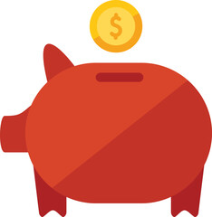 Canvas Print - Piggy bank icon flat vector. Finance payment. Money credit isolated