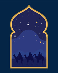 Sticker - wise men in camels