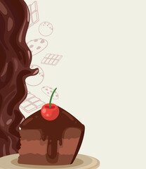 Wall Mural - sweet chocolate cake portion