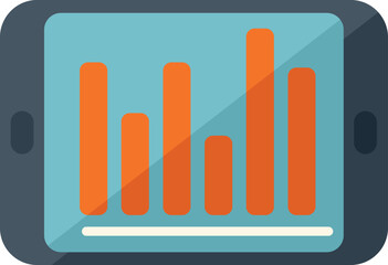 Poster - Graph chart tablet icon flat vector. Document report. Data file isolated