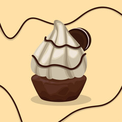 Poster - cupcake with chocolate cookie