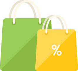 Sticker - Sale shop bag icon flat vector. Store internet. Business commerce isolated