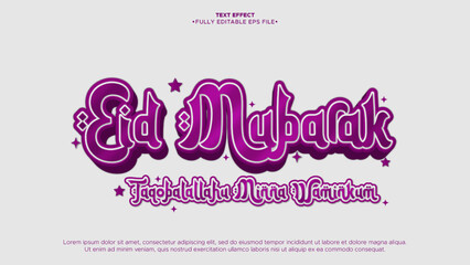 Poster - eid mubarak 3d vector text effect. for islamic banner and promotion design