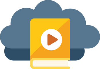 Sticker - Cloud data icon flat vector. Online course. Home video isolated