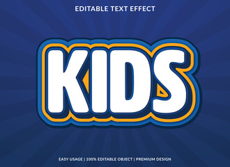 Wall Mural - kids editable text effect template with 3d style and abstract background