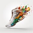  a sneaker made out of colorful paint splatters on a white background with a white background and a white background with a white background with a white background  generative ai