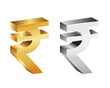 © sarfaraz - 3d rupee symbol in golden and grey shades