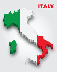 3d map of Italy with flag