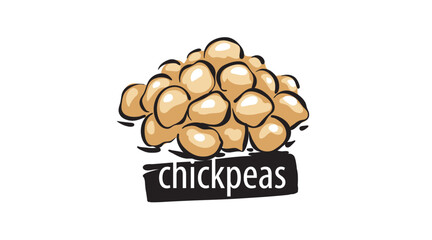 Wall Mural - Drawn chickpeas isolated on a white background