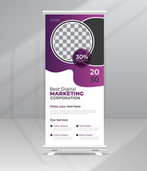 Corporate Business Agency Stands Roll Up Banner Stand Editable Vector Template for Exhibition for Digital marketing Agency