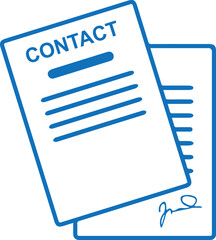 Sticker - Contact paper signing icon, business contact signing icon blue vector