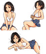 Anime bikini sexy girl drawing vector 