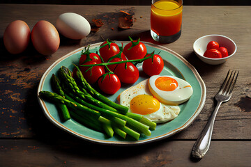 Breakfast with asparagus FOOD